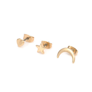 Star Moon Stud Earrings