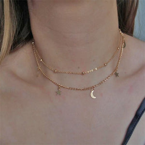 2 Layer Star Moon Choker