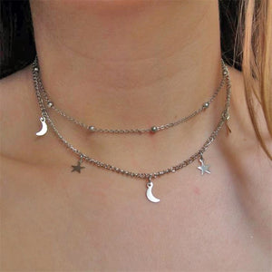 2 Layer Star Moon Choker