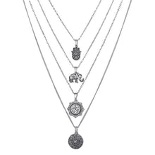 Load image into Gallery viewer, Crystal Silver Multi-layers Cross Moon Pendant