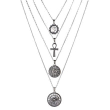 Load image into Gallery viewer, Crystal Silver Multi-layers Cross Moon Pendant