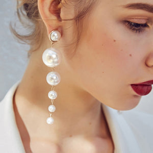 Elegant  Big Pearl Long Earrings