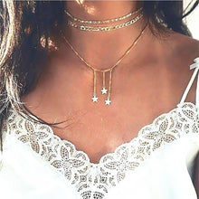 Load image into Gallery viewer, Stars Gold Color Ethnic Choker Necklace