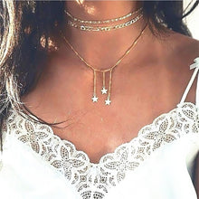 Load image into Gallery viewer, Stars Gold Color Ethnic Choker Necklace