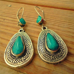 Vintage Turquoises Pattern Dangle Earrings