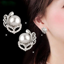 Load image into Gallery viewer, SINLEERY Cute Mask Imitated Pearl Clip On Earrings No Hole Without Piercing Silver Color Bride Wedding Jewelry Es400 SSB